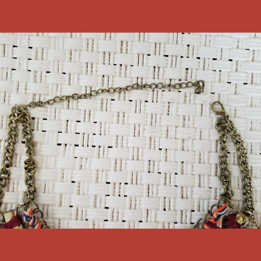 Rust Orange Tiered Statement Necklace - image 3